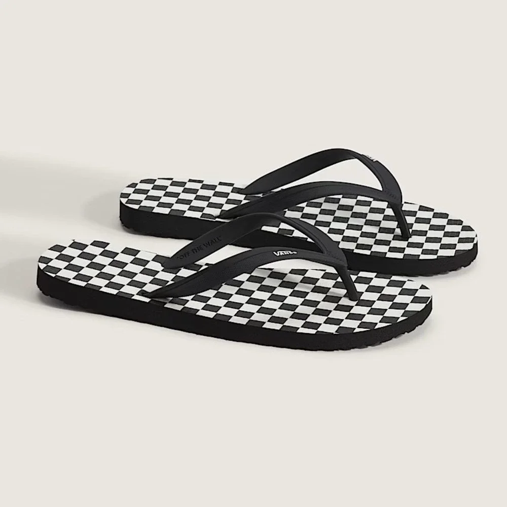 Vans Makena Checkerboard Black Marshmallow UltraCush Flip Flops Mens Size 11